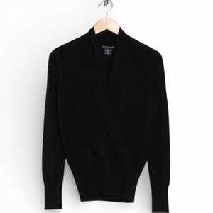 Cashmere 100% Sofia Cashmere Black Wrap Sweater Size L Luxury Knit